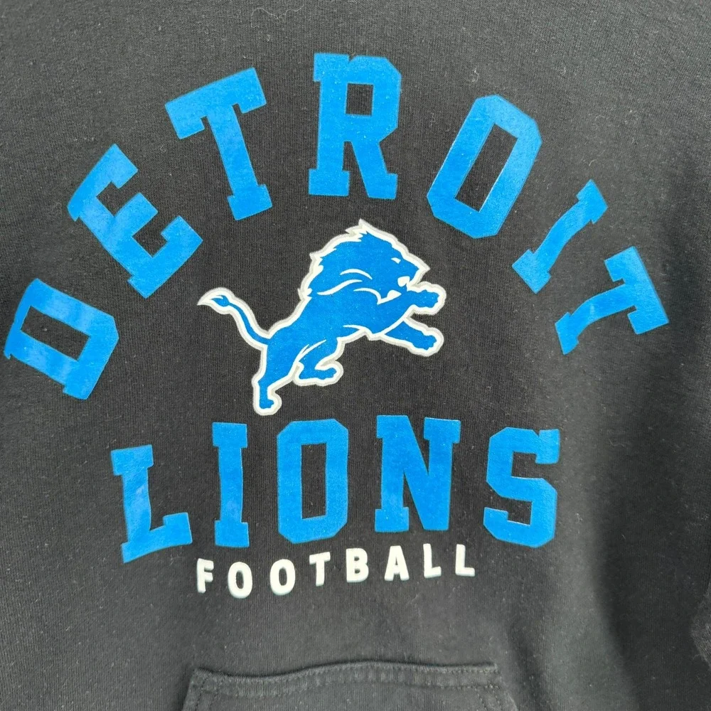 NFL Team Apparel Detroit Lions Hoodie Mens Small Black Football Graphic Pullover